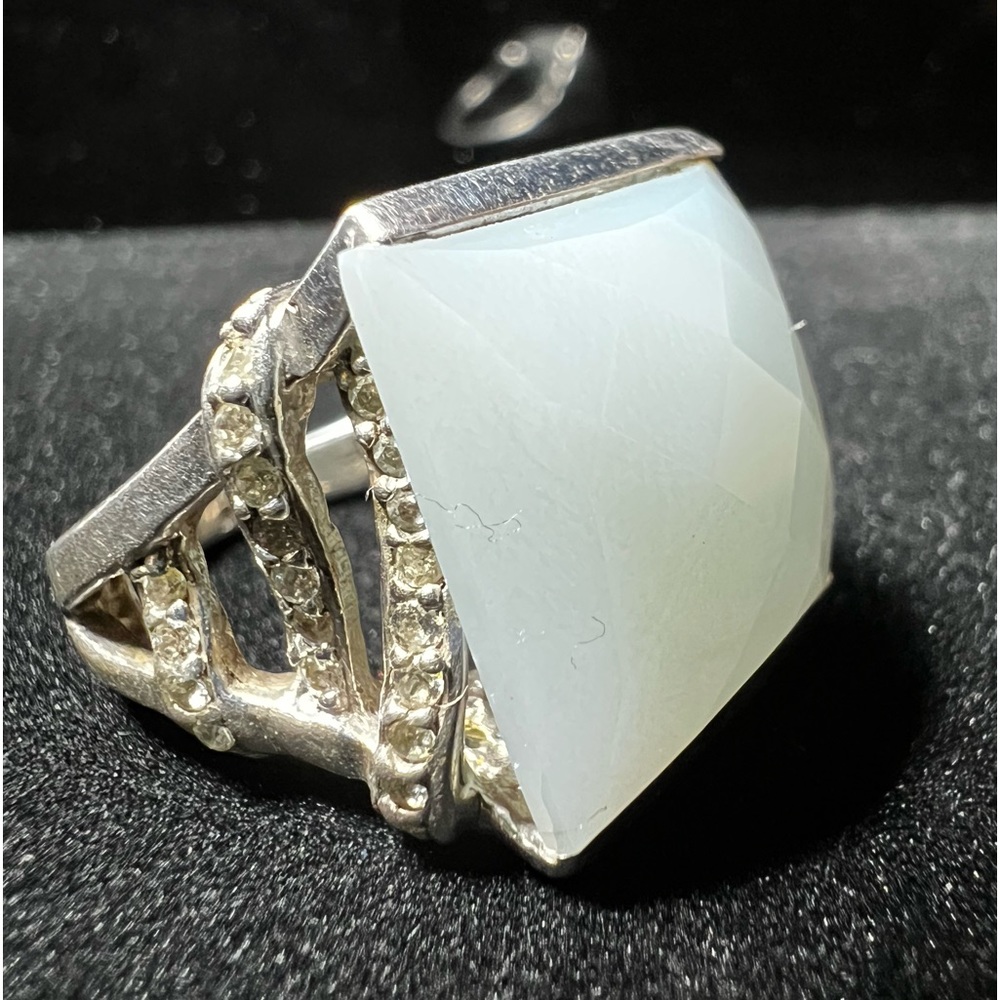 Statement Ring With Chalcedony Stone On A Sterlin… - image 2